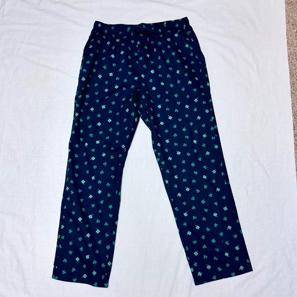 Old Navy Blue Pajama Pants with Green Clover shamrock  Print - Picture 3 of 6